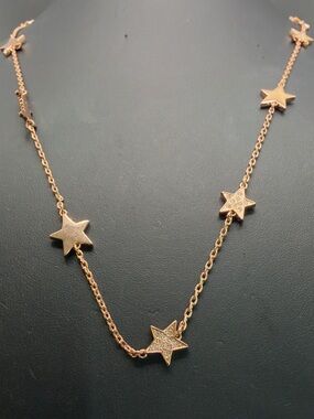 JUICY COUTURE ROSE GOLD TONE PAVE STAR SPELL OUT LONG NECKLACE 30”